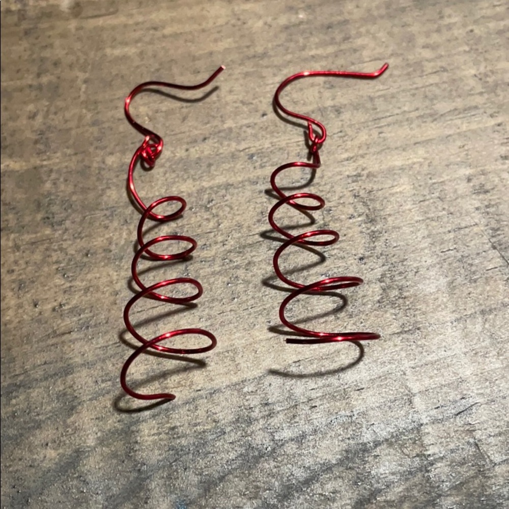 Homemade Earrings (Red christmas tree)